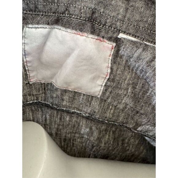 Bonjour women's cotton grey button up collared long sleeve shirt utility - Picture 4 of 4